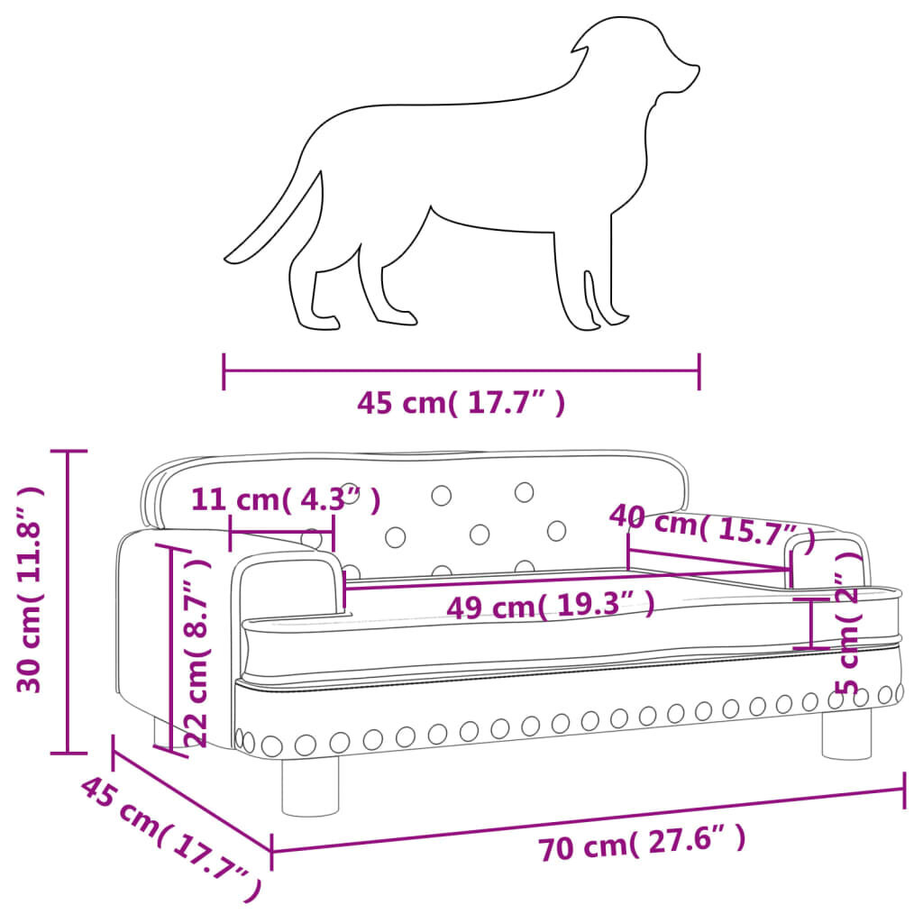vidaXL gulta suņiem, kapučīno, 70x45x30 cm, mākslīgā āda cena un informācija | Suņu gultas, spilveni, būdas | 220.lv