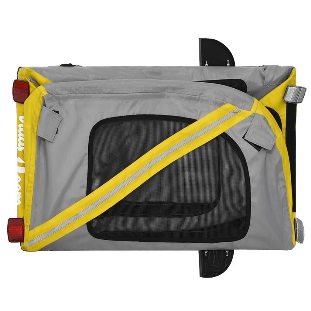 vidaXL suņu velo piekabe, dzeltena ar pelēku цена и информация | Transportēšanas būri, somas | 220.lv