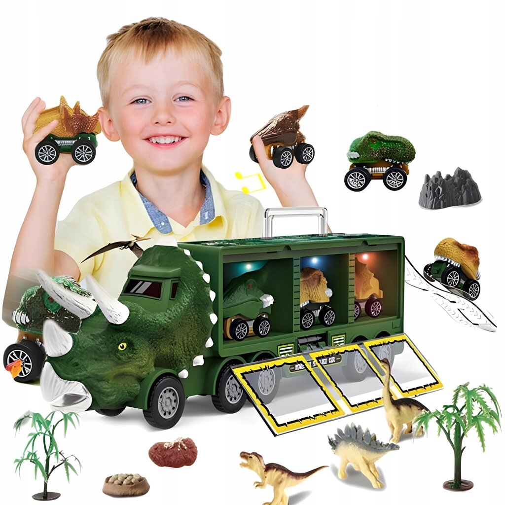 Kravas auto ar dinozauru automašīnām cena un informācija | Rotaļlietas zēniem | 220.lv
