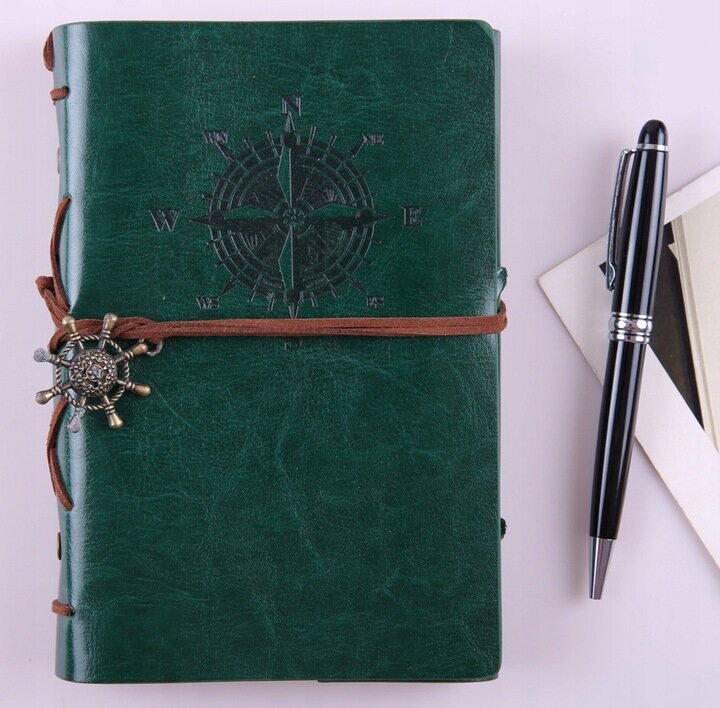 Retro stila dienasgrāmata, zaļa, A6 cena un informācija | Burtnīcas un papīra preces | 220.lv