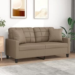 Divvietīgs dīvāns ar spilveniem vidaXL, 140 cm, brūns cena un informācija | Dīvāni | 220.lv