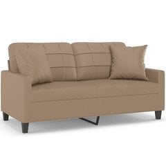 Divvietīgs dīvāns ar spilveniem vidaXL, 140 cm, brūns cena un informācija | Dīvāni | 220.lv