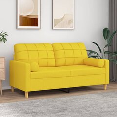Divvietīgs dīvāns ar spilveniem vidaXL, 140 cm, dzeltens цена и информация | Диваны | 220.lv