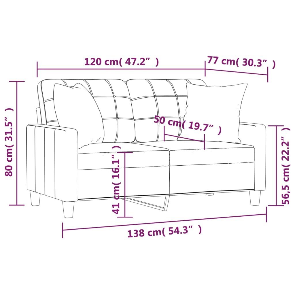 Divvietīgs dīvāns vidaXL, 120 cm, sarkans cena un informācija | Dīvāni | 220.lv