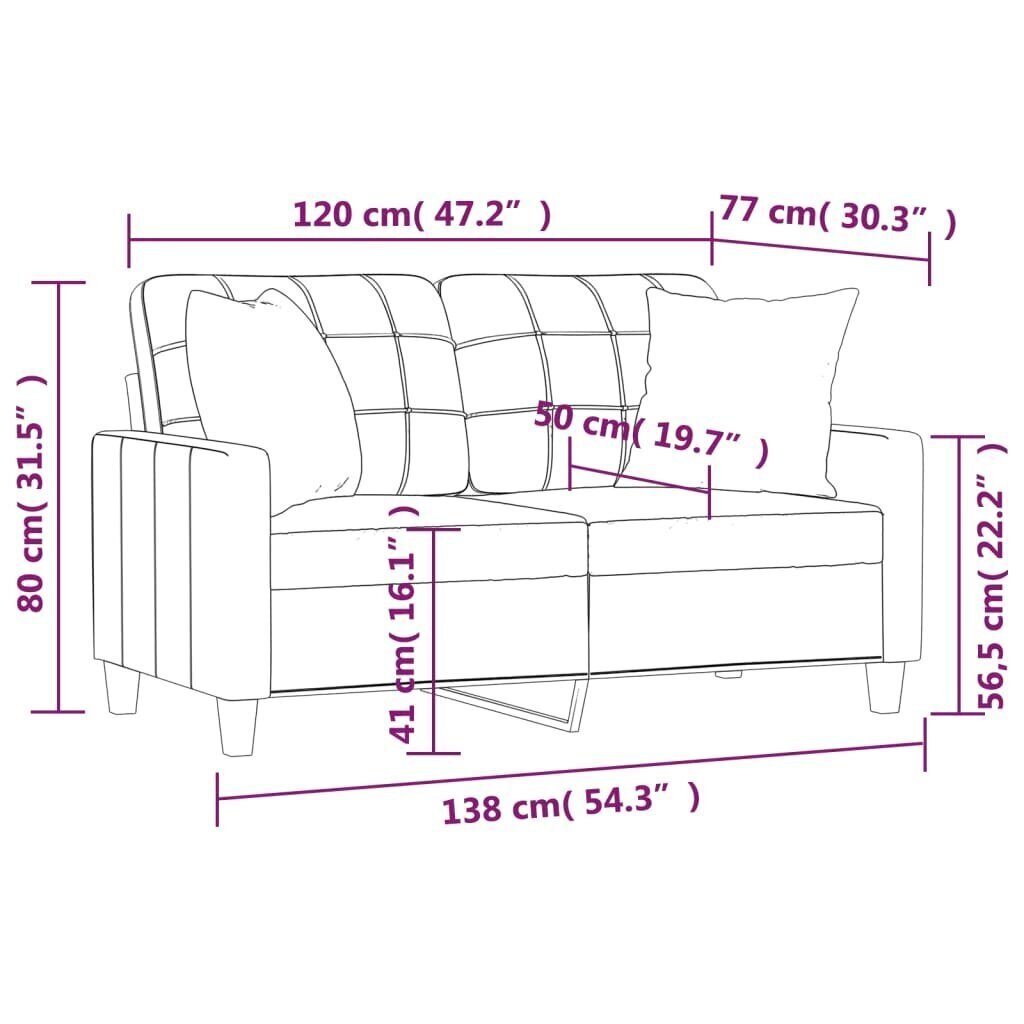 Divvietīgs dīvāns vidaXL, 120 cm, sarkans цена и информация | Dīvāni | 220.lv