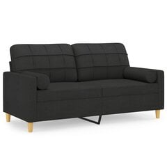 Divvietīgs dīvāns ar spilveniem vidaXL, 140 cm, melns cena un informācija | Dīvāni | 220.lv