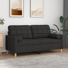 Divvietīgs dīvāns ar spilveniem vidaXL, 140 cm, melns цена и информация | Диваны | 220.lv