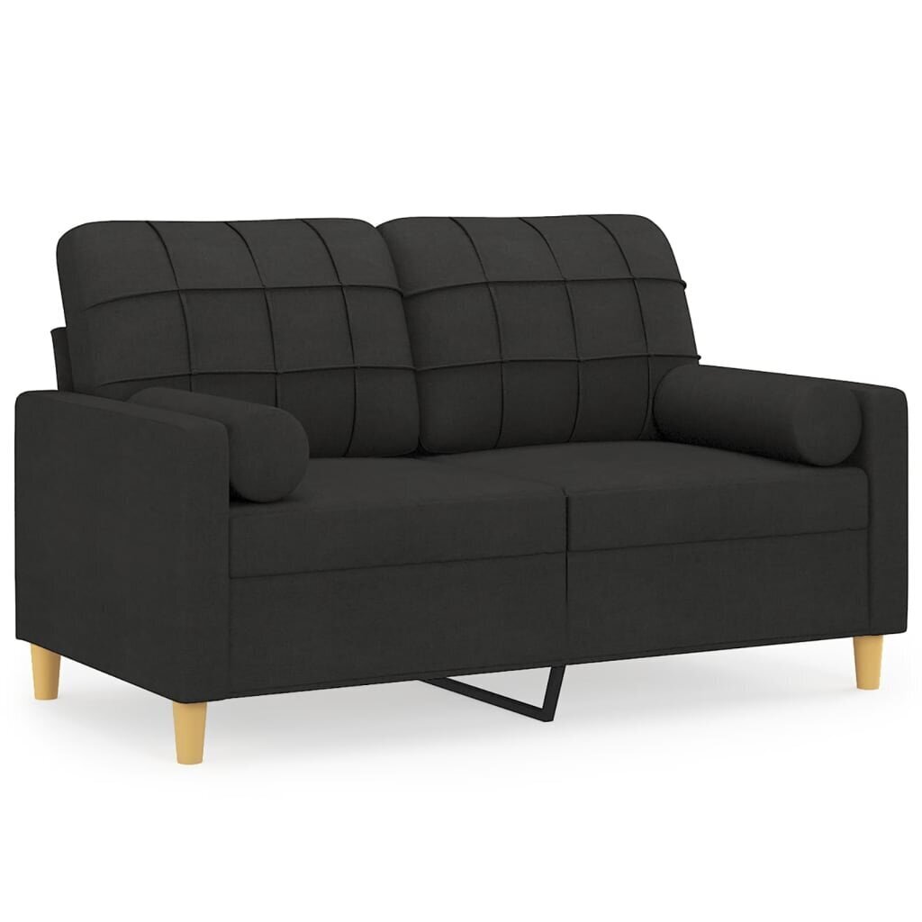 Divvietīgs dīvāns ar spilveniem vidaXL, 120 cm, melns cena un informācija | Dīvāni | 220.lv