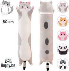 Плюшевая длинная подушка для кошек HappyJoe, серая 50 см цена и информация | Мягкие игрушки | 220.lv