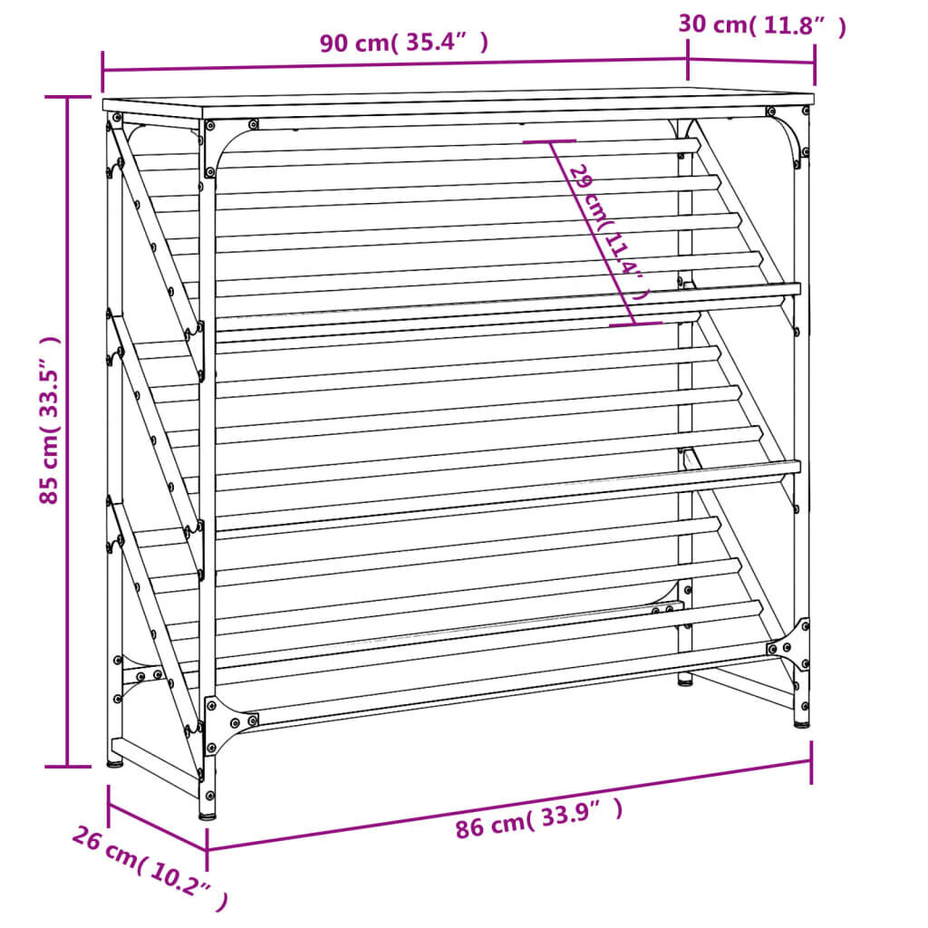 Apavu plaukts vidaXL, 90x30x85 cm, brūns cena un informācija | Apavu skapji, apavu plaukti, priekšnama soliņi | 220.lv