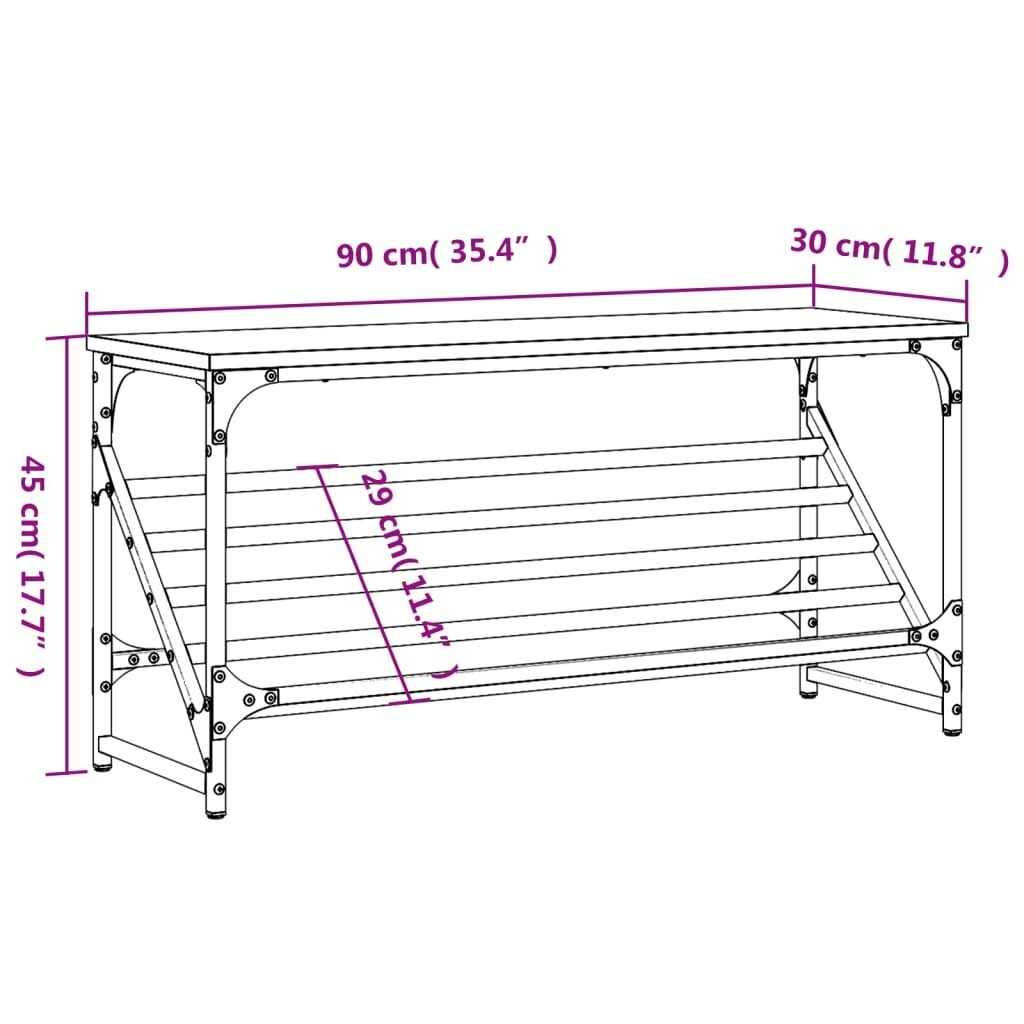 Apavu plaukts vidaXL, 90x30x45 cm, melns цена и информация | Apavu skapji, apavu plaukti, priekšnama soliņi | 220.lv