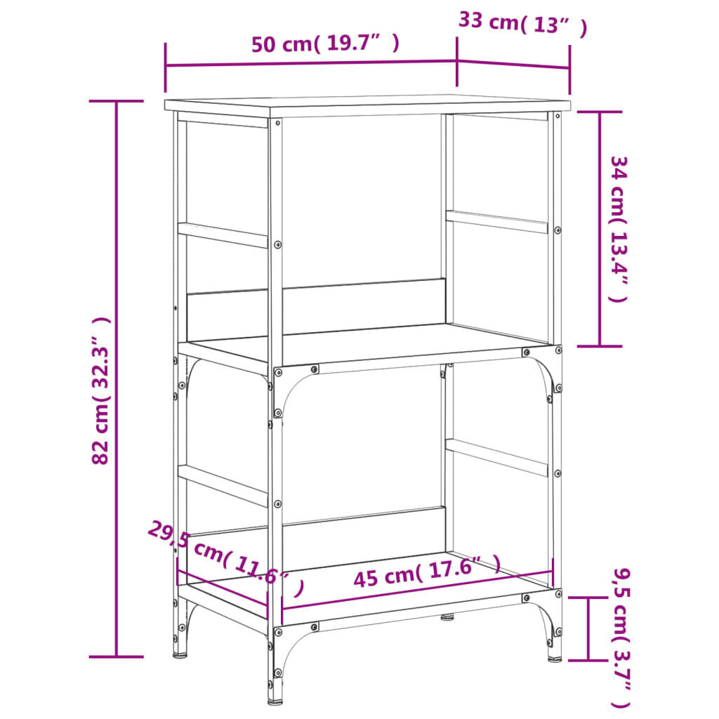 Grāmatplaukts vidaXL, 50x33x82 cm, brūns cena un informācija | Plaukti | 220.lv