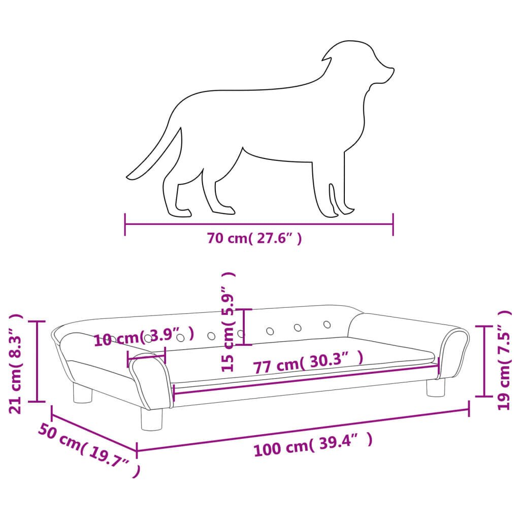 vidaXL gulta suņiem, rozā, 100x50x21 cm, samts цена и информация | Suņu gultas, spilveni, būdas | 220.lv