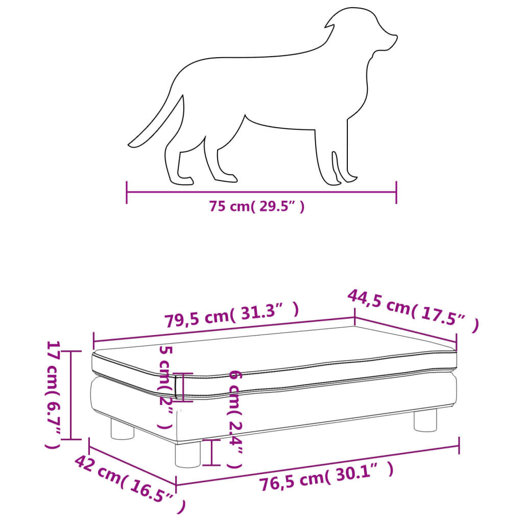 vidaXL suņa gulta ar pagarinājumu, pelēki, 100x50x30 cm, mākslīgā āda cena un informācija | Suņu gultas, spilveni, būdas | 220.lv