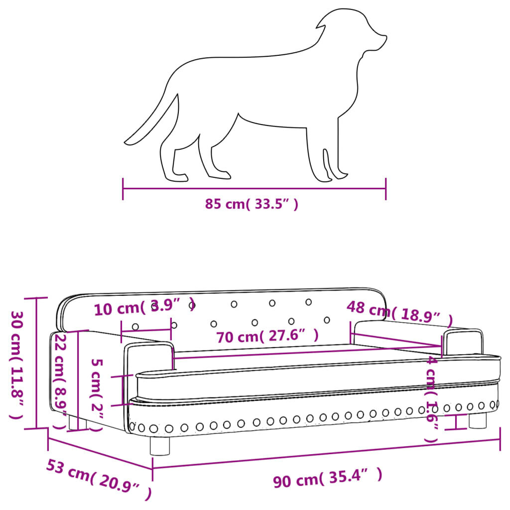 vidaXL gulta suņiem, kapučīno, 90x53x30 cm, mākslīgā āda cena un informācija | Suņu gultas, spilveni, būdas | 220.lv