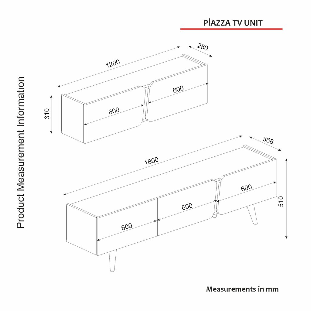 TV bloks Asir, 180x51x36,8cm, brūns/pelēks cena un informācija | TV galdiņi | 220.lv