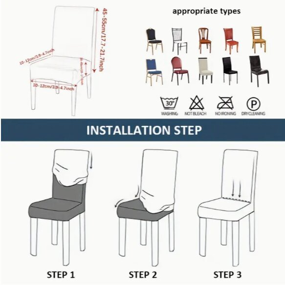 Elastīgi ēdamistabas krēslu pārvalki, 4 gab., pelēki cena un informācija | Mēbeļu pārvalki | 220.lv