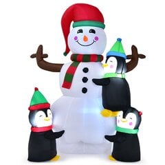 Надувной светодиодный снеговик с пингвинами 180см. цена и информация | Рождественские украшения | 220.lv