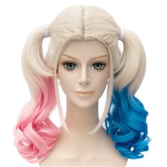 Harley Quinn parūka, blonda/zila/rozā cena un informācija | Karnevāla kostīmi, maskas un parūkas | 220.lv