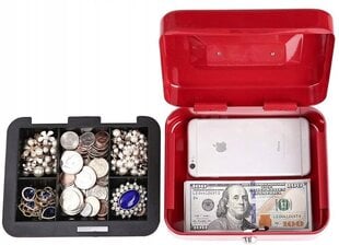 Metāla kastīte ar atslēgu, sarkana, 20x9x16 cm цена и информация | Сейфы | 220.lv