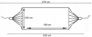 Šūpuļtīkls ar rāmi Korbi WZ3, 270x150cm, pelēka/balta цена и информация | Гамаки | 220.lv