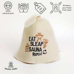 Pirts cepure Eat Sleep Sauna Repeat 100% vilna цена и информация | Аксессуары для сауны и бани | 220.lv