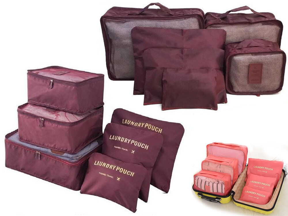 Ceļojumu somu komplekts koferim Perf, 6gab., violets cena un informācija | Koferi, ceļojumu somas | 220.lv