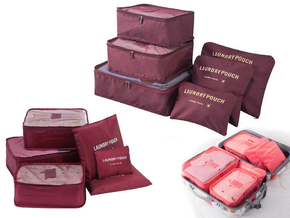 Ceļojumu somu komplekts koferim Perf, 6gab., violets cena un informācija | Koferi, ceļojumu somas | 220.lv