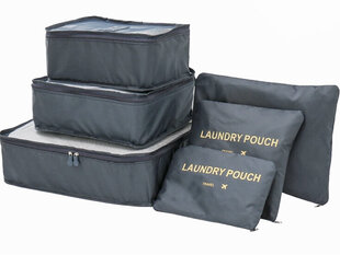 Набор тревел-чехлов для чемодана, 6 шт., серый цена и информация | Чемоданы, дорожные сумки | 220.lv