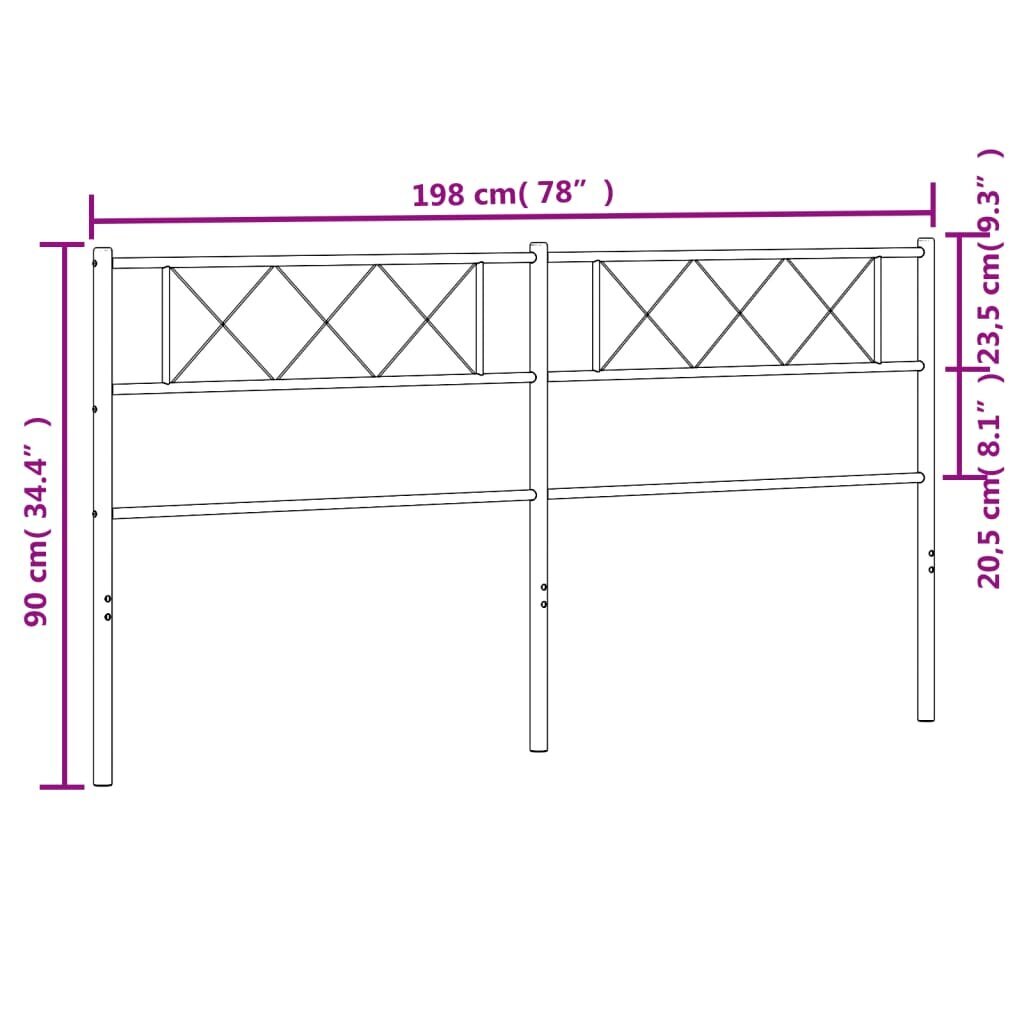 Gultas galvgalis vidaXL, 193 cm, balts cena un informācija | Gultas | 220.lv