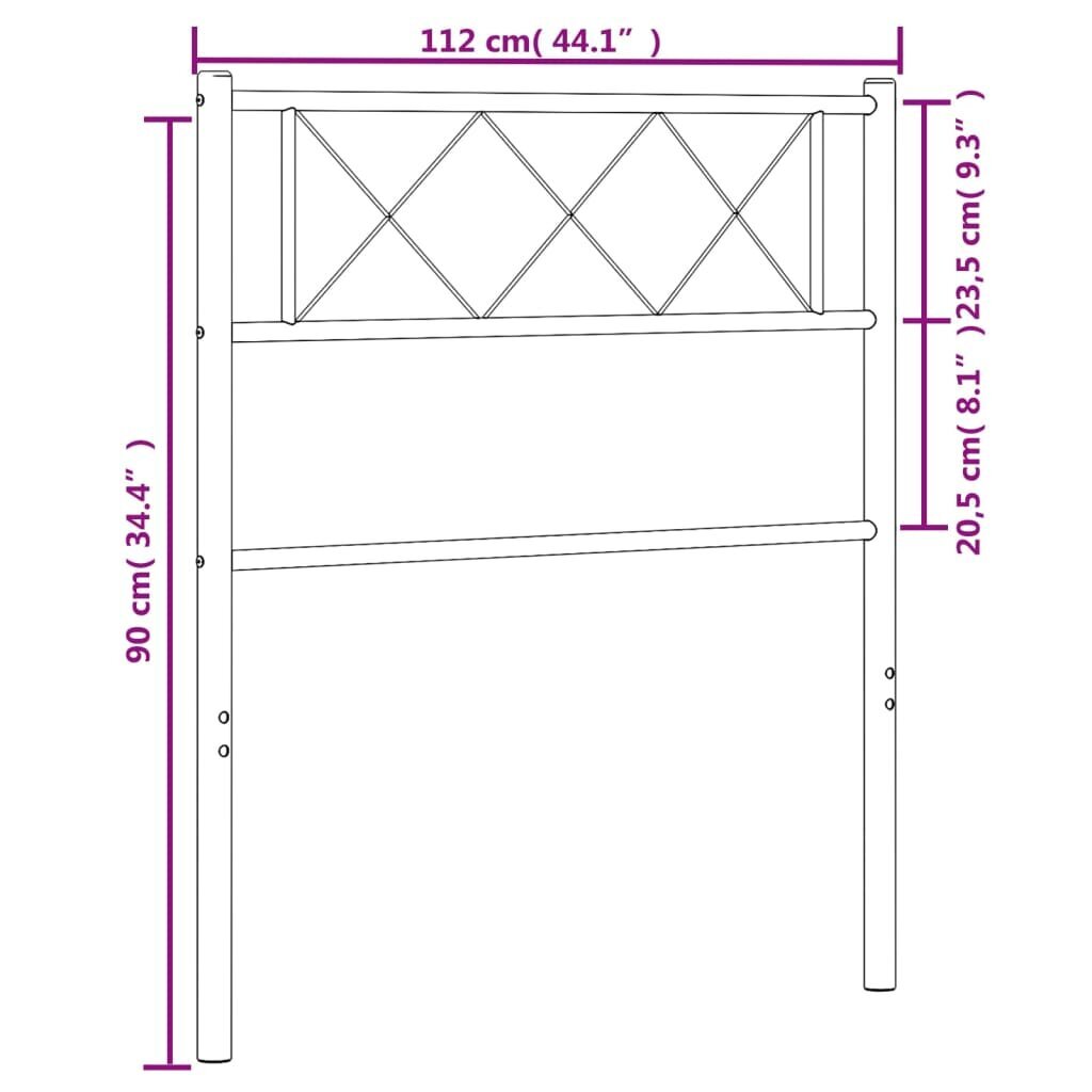 Gultas galvgalis vidaXL, 107 cm, melns cena un informācija | Gultas | 220.lv