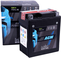 Аккумулятор для мотоциклов intAct Battery-Power AGM (YTX7L-BS) 6AH (c20) 80A (EN) цена и информация | Мото аккумуляторы | 220.lv