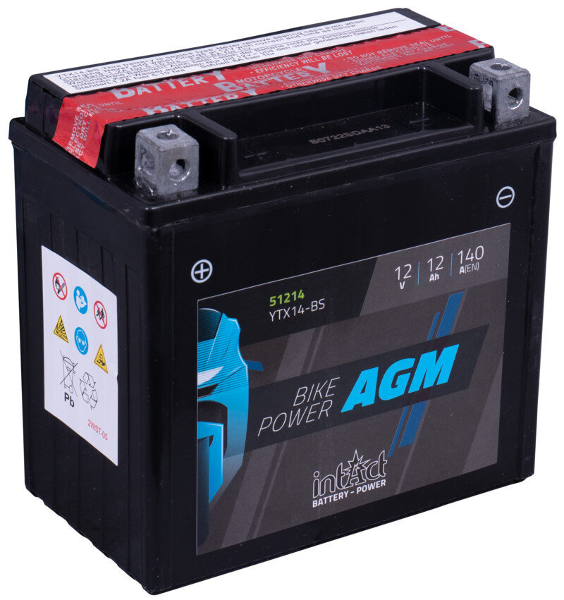 Akumulators motocikliem intAct Battery-Power AGM YTX14-BS, 12Ah, c20 ,140A цена и информация | Moto akumulatori | 220.lv