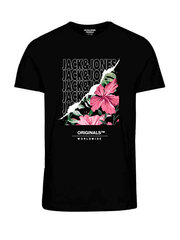 Jack&Jones T-krekls vīriešiem Jorbooster 12232998, melns cena un informācija | Vīriešu T-krekli | 220.lv