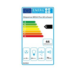 Традиционная вытяжка Mepamsa BRISA PLUS 180 m³/h 60 cm 55W C Чёрный цена и информация | Вытяжки на кухню | 220.lv