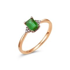 Zelta gredzens ar smaragdu un briljantiem sievietēm cena un informācija | Gredzeni | 220.lv