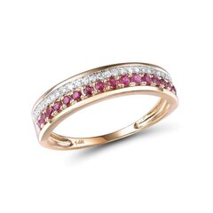 Золотое кольцо с алмазами и рубинами цена и информация | Кольца | 220.lv