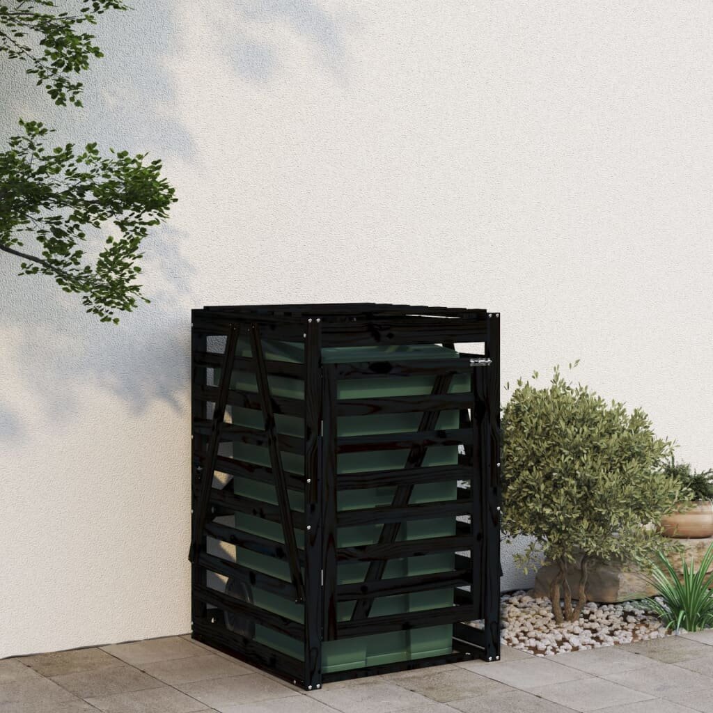 Atkritumu tvertnes nojume vidaXL, 84x90x128,5 cm, melns cena un informācija | Komposta kastes un āra konteineri | 220.lv
