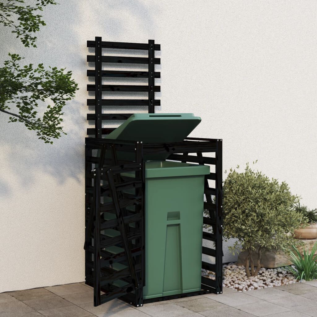 Atkritumu tvertnes nojume vidaXL, 84x90x128,5 cm, melns cena un informācija | Komposta kastes un āra konteineri | 220.lv