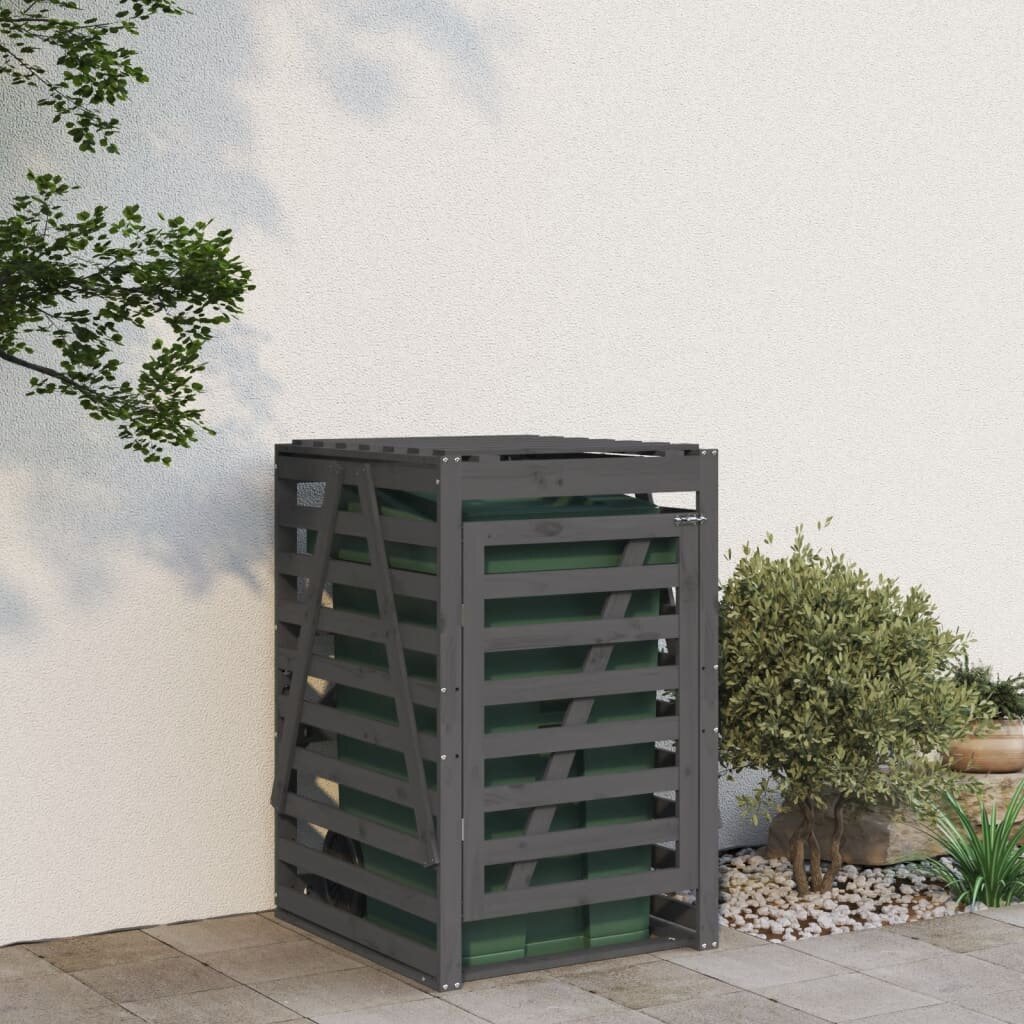 Atkritumu tvertnes nojume vidaXL, 84x90x128,5 cm, pelēks цена и информация | Komposta kastes un āra konteineri | 220.lv