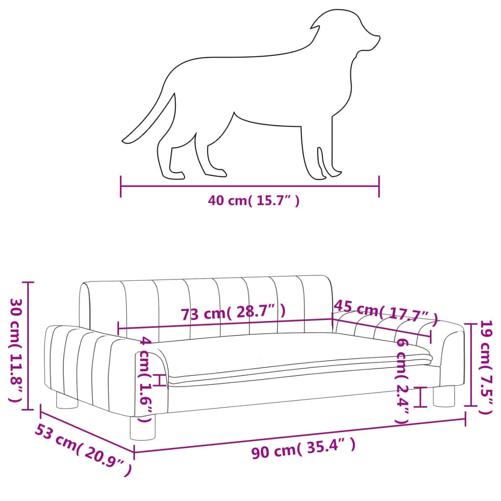 vidaXL gulta suņiem, melna, 90x53x30 cm, mākslīgā āda cena un informācija | Suņu gultas, spilveni, būdas | 220.lv