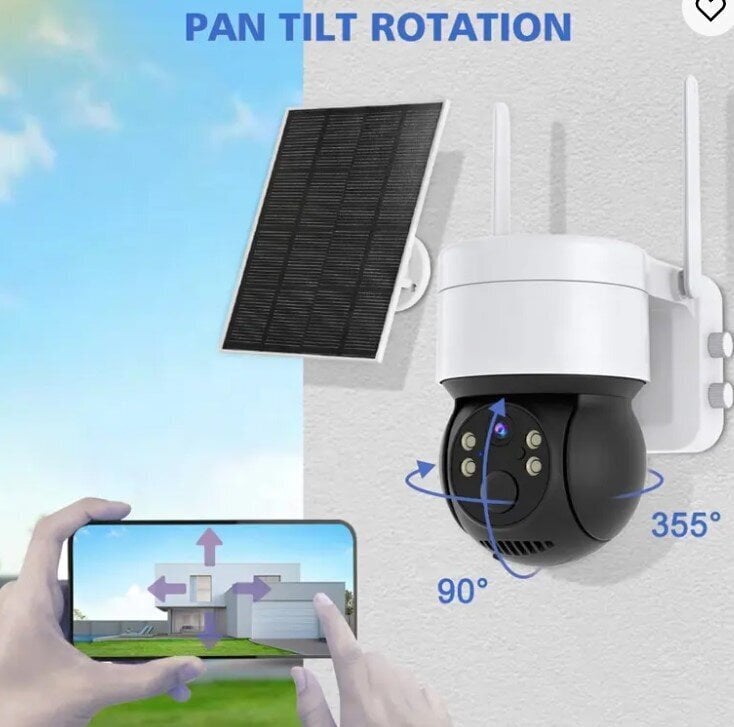 Bezvadu kamera ar saules uzlādes paneli, IP65/Wi-Fi cena un informācija | Novērošanas kameras | 220.lv