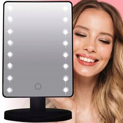 Зеркало со светодиодной подсветкой, 180°, чёрное цена и информация | Аксессуары для ванной комнаты | 220.lv