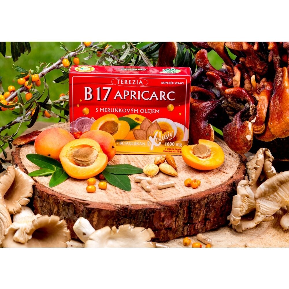Uztura bagātinātājs ar aprikožu eļļu Terezia B17 Aprikarkas, 180 kapsulas cena un informācija | Vitamīni, preparāti, uztura bagātinātāji labsajūtai | 220.lv