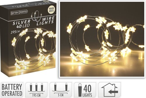Ziemassvētku virtene, 40 LED, 1.95 m cena un informācija | Ziemassvētku lampiņas, LED virtenes | 220.lv