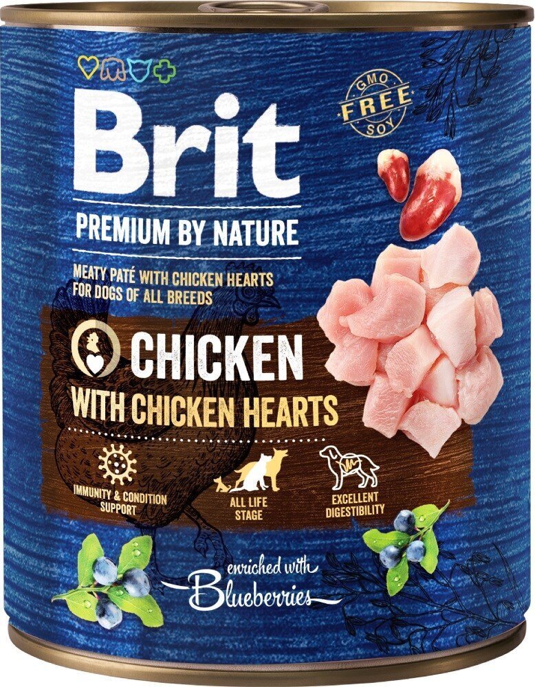 Brit Premium by Nature vistas gaļa suņiem ar vistu, 800 g cena un informācija | Konservi suņiem | 220.lv