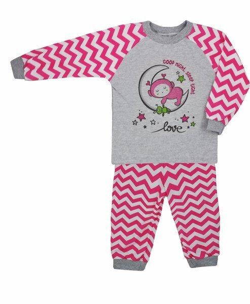 Pidžama ar garām piedurknēm meitenēm Koala Baby, rozā/pelēka cena un informācija | Halāti, naktskrekli, pidžamas meitenēm | 220.lv
