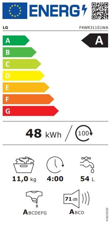 LG F4WR311S1WA cena un informācija | Veļas mašīnas | 220.lv