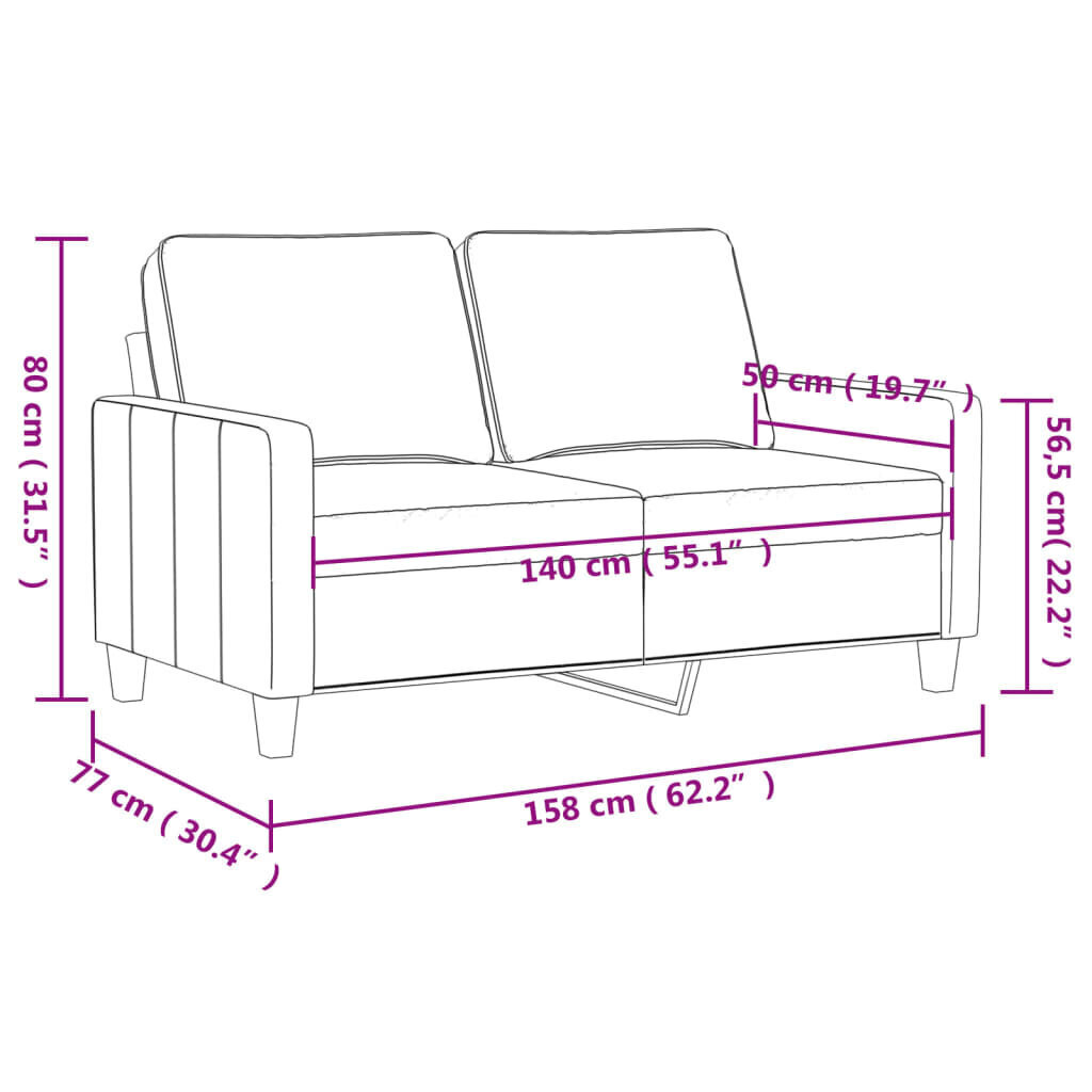 Divvietīgs dīvāns vidaXL, 140 cm, smilšu cena un informācija | Dīvāni | 220.lv