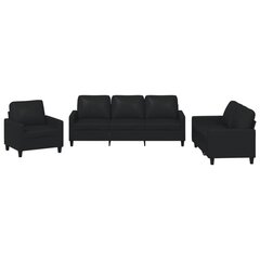 3-s daļu dīvānu komplekts ar spilveniem vidaXL, melns цена и информация | Комплекты мягкой мебели | 220.lv